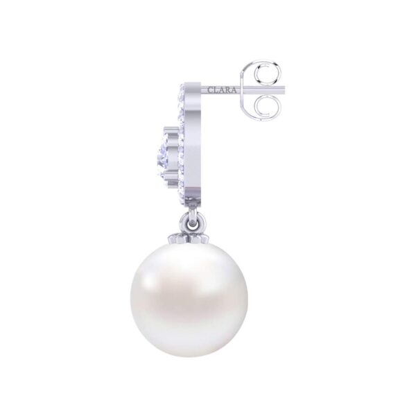 Clara 92.5 Sterling Silver Swiss Zirconia Pearl Earrings |Gift for Women and Girls - Image 5