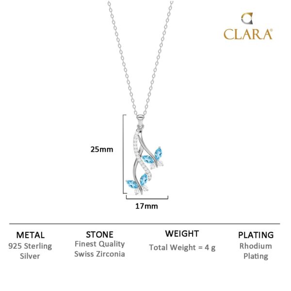 Clara 925 Sterling Silver Butterfly Pendant Earring Chain Jewellery Set | Rhodium Plated, Swiss Zirconia | Gift for Women & Girls - Image 5