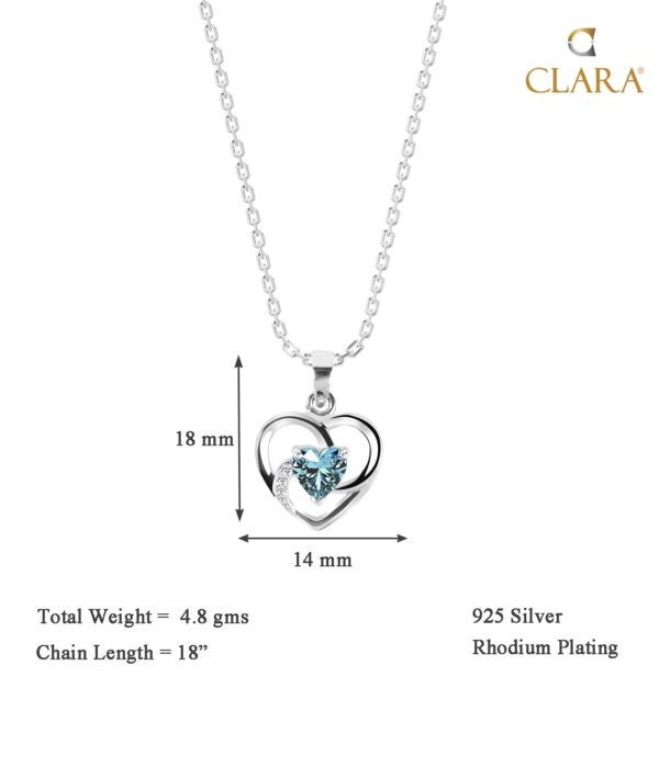 CLARA 925 Sterling Silver Heart Pendant Necklace | with or Without Chain | Gift for Women and Girls - Image 5