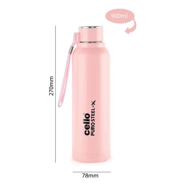 CELLO Puro Steel-X Benz 900 | Leak Proof| Wide Mouth & Easy to Open | Insulated Inner Steel Outer Plastic Water Bottle | Perfect for Staying hydrated at The School,College, Work | 730ml | Pink - Image 6