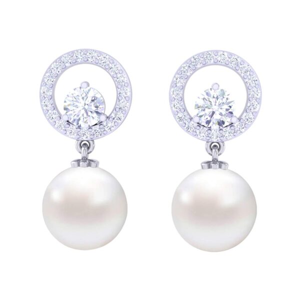 Clara 92.5 Sterling Silver Swiss Zirconia Pearl Earrings |Gift for Women and Girls - Image 2