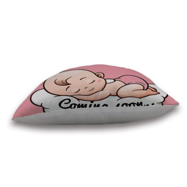 AWANI TRENDS Coming Soon Mumma Pregnant Gift for Wife Women Sister Pregnancy Gift for Baby Shower Printed Cushion Cover(12 X 12 Inch) with Filler-Pink - Image 5