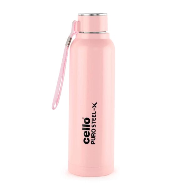 CELLO Puro Steel-X Benz 900 | Leak Proof| Wide Mouth & Easy to Open | Insulated Inner Steel Outer Plastic Water Bottle | Perfect for Staying hydrated at The School,College, Work | 730ml | Pink - Image 2