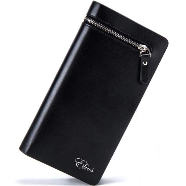 Elios Long Black PU Leather Wallet for Women (Black) - Image 4