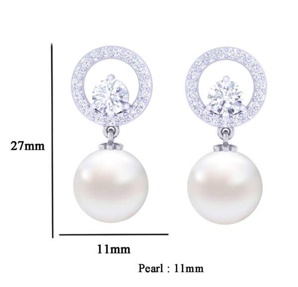 Clara 92.5 Sterling Silver Swiss Zirconia Pearl Earrings |Gift for Women and Girls - Image 4