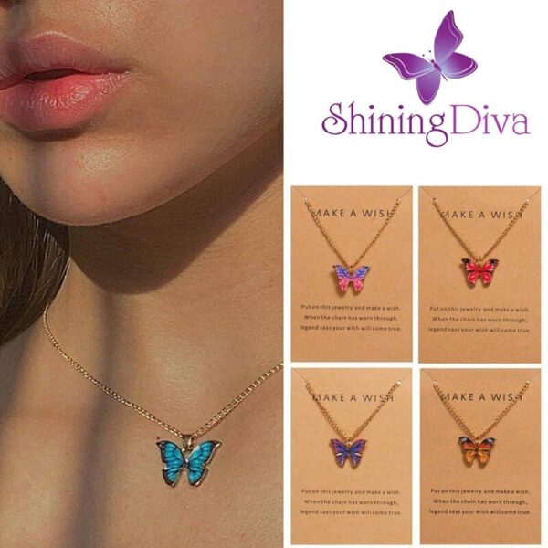 Shining Diva Fashion 5-6 Pcs Latest Stylish Butterfly Jewellery Necklace Set for Women Pendant Necklace Gifts for Girls - Image 9