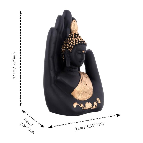 Craftvatika Golden Handcrafted Palm Buddha Idol for Home,Office and Gifts - Palm Buddha Hand Statues for Living Room Mandir Pooja Room Living Room Diwali Decor - Image 4