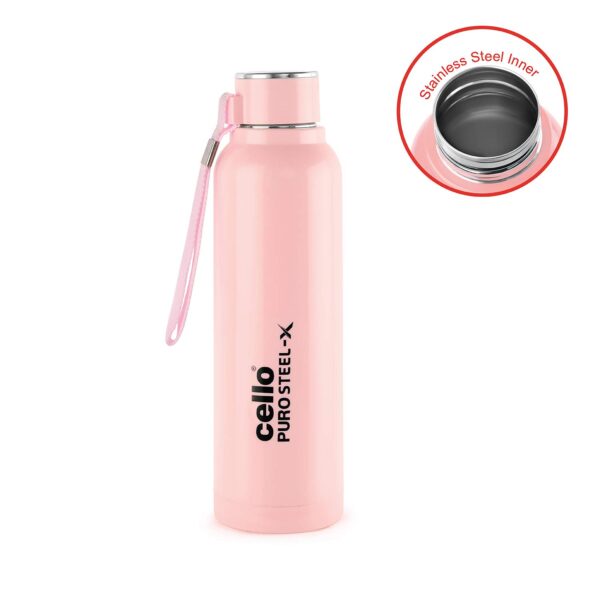 CELLO Puro Steel-X Benz 900 | Leak Proof| Wide Mouth & Easy to Open | Insulated Inner Steel Outer Plastic Water Bottle | Perfect for Staying hydrated at The School,College, Work | 730ml | Pink - Image 7