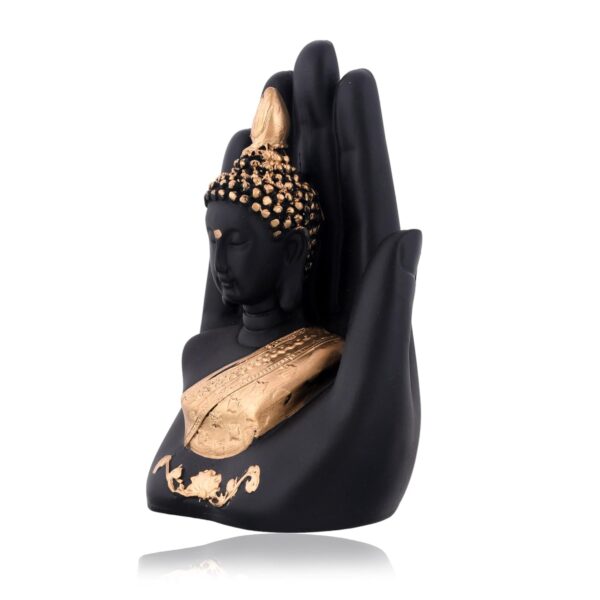 Craftvatika Golden Handcrafted Palm Buddha Idol for Home,Office and Gifts - Palm Buddha Hand Statues for Living Room Mandir Pooja Room Living Room Diwali Decor - Image 5
