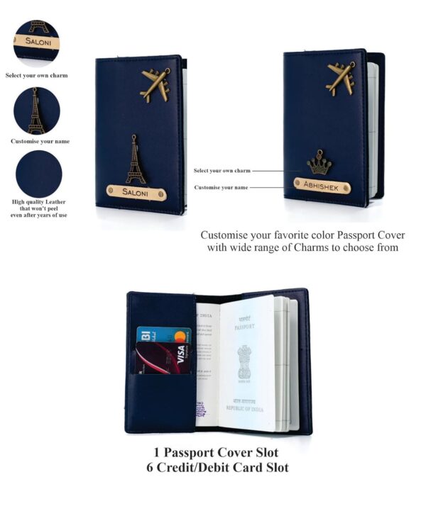AICA Personalized Name & Charm Leather Wallet Women’s Combo Giftset (Navy Blue) | Birthday Anniversary Wedding Gifts for Women - Image 7