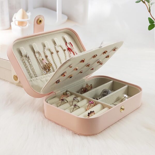Shining Diva Fashion Jewellery Organisers Box PU Leather Storage Case for Rings, Earrings, Necklace Jewelry Organizer for Women Travel (BOX1001) (Pink) - Image 3