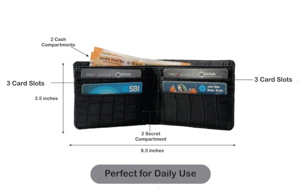 AICA Personalized Name & Charm Self – Textured Leather Mens Wallet (Black) | Birthday Wedding Anniversary Engagement Gifts for Men - Image 5