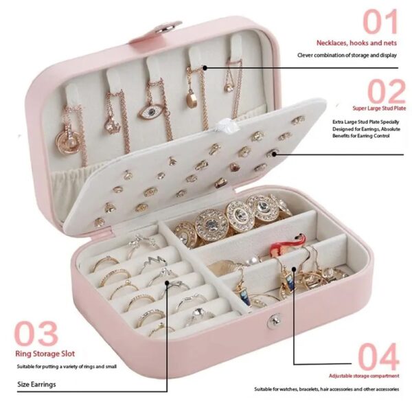 Shining Diva Fashion Jewellery Organisers Box PU Leather Storage Case for Rings, Earrings, Necklace Jewelry Organizer for Women Travel (BOX1001) (Pink) - Image 6