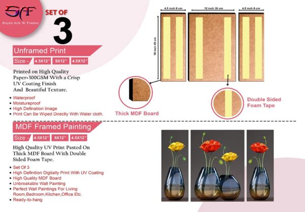 SAF paintings 6 mm MDF UV Textured Multi Effect Floral Paintings Frame (color1) - Image 4