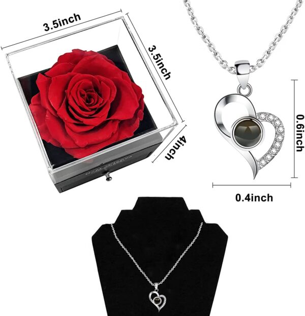 SNAPTRON Gifts For Girlfriend,Wife,Love-Marriage Anniversary Gift For Wife Preserved Rose Flower With Heart Necklace-Valentine Gift For Girlfriend/ Cute Birthday Gift For Wife Special Love,Adult - Image 3