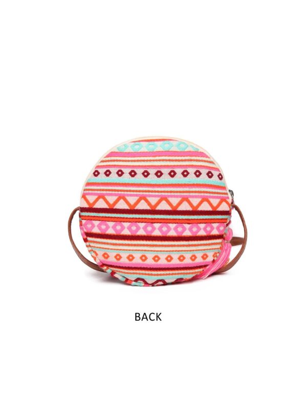 ASTRID Round Textured Sling Bag For Girls With Zip - Image 9