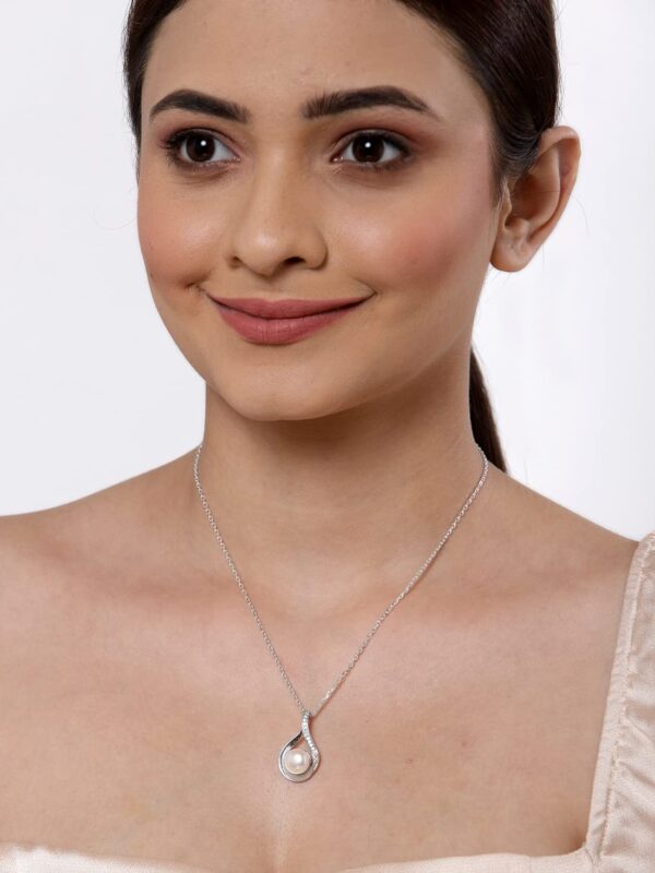 Clara 92.5 Sterling Silver Real Pearl Pendant with Chain |Gift for Women and Girls - Image 6