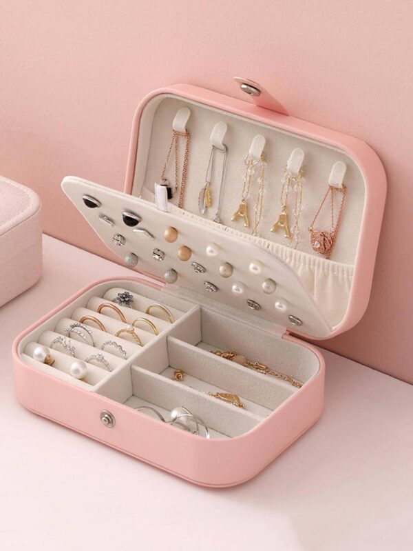 Shining Diva Fashion Jewellery Organisers Box PU Leather Storage Case for Rings, Earrings, Necklace Jewelry Organizer for Women Travel (BOX1001) (Pink) - Image 8
