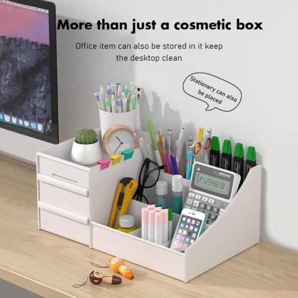 ALOXE Cosmetic Organizer Box Drawers Storage Plastic Stationary Box | Make Up Organiser For Women - Image 6