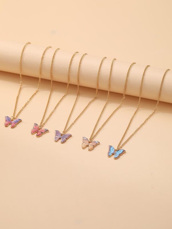 Shining Diva Fashion 5-6 Pcs Latest Stylish Butterfly Jewellery Necklace Set for Women Pendant Necklace Gifts for Girls - Image 4