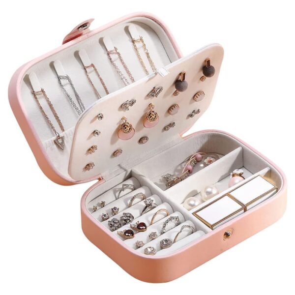 Shining Diva Fashion Jewellery Organisers Box PU Leather Storage Case for Rings, Earrings, Necklace Jewelry Organizer for Women Travel (BOX1001) (Pink) - Image 2