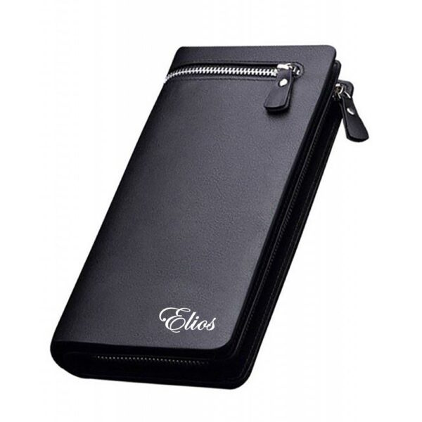 Elios Long Black PU Leather Wallet for Women (Black) - Image 2