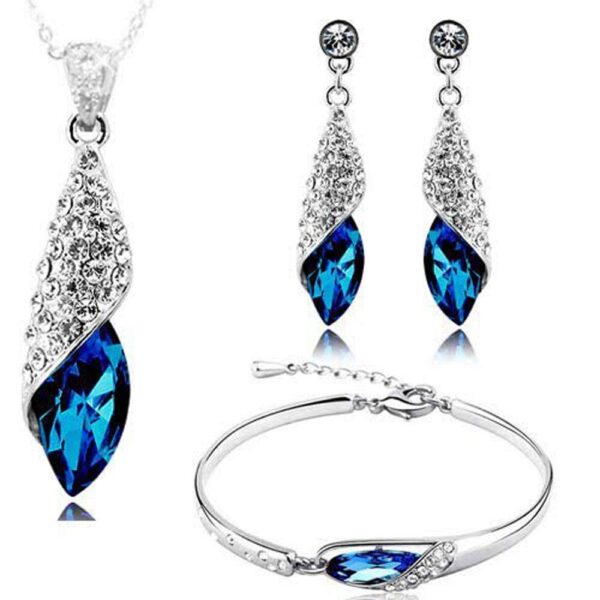Shining Diva Valentine Gift Italian Designer Non Precious Metal Jewellery Set for Women (Blue) (Rrsdcmb208) - Image 2