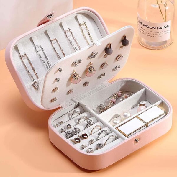 Shining Diva Fashion Jewellery Organisers Box PU Leather Storage Case for Rings, Earrings, Necklace Jewelry Organizer for Women Travel (BOX1001) (Pink) - Image 4