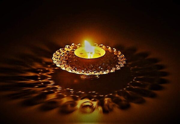 Collectible India Small Crystal Akhand Diya Brass Oil Puja Lamp for Home Office Gifts Pooja Articles Decor (Golden, 3.5 X 1.5 Inch) (DFBS144-Small) - Image 4