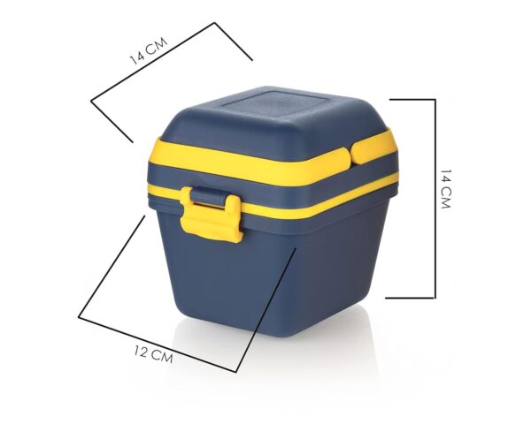 Tosaa Plastic Dieting Airtight Lunch/Tiffin Box Set 3 Compartment Tiffin with Handle&Push Lock for Travelling, School Kids&Office Exclusive,Blue (14 X 12 X 14 Cm),10 ml - Image 7