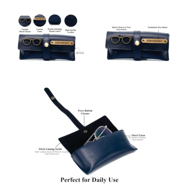 AICA Personalized Name & Charm Leather Wallet Women’s Combo Giftset (Navy Blue) | Birthday Anniversary Wedding Gifts for Women - Image 6