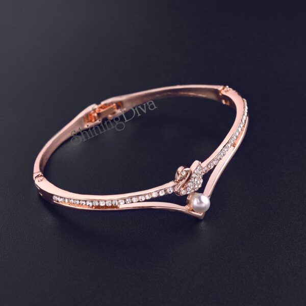 Shining Diva Fashion 18k Rose Gold Stylish Bracelet for Women and Girls - Image 3