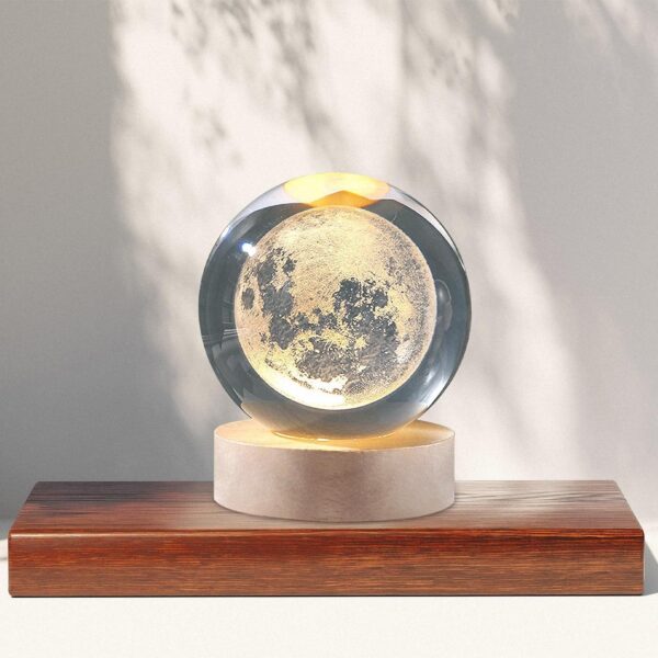 Desidiya Moon Crystal Ball Night Light,2.4 Inch Glass Ball Night LED Lamp with Woodern Base,Decorations Gifts for Men,Women,Kids,Boys,Girls,Teens - Image 6