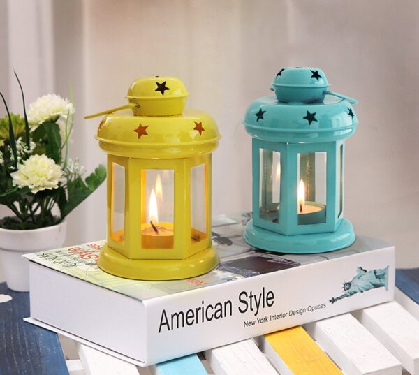 TIED RIBBONS Set of 2 Hanging Lantern Tealight Candle Holder for Dining Table Home Decorations - Diwali Decorations Items for Home Decor (Yellow and Blue) - Diwali Decor - Diwali Gifts - Image 2