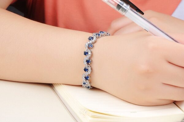 Shining Diva Fashion Royal Blue Crystal CZ Silver Plated Stylish Bracelet Gift for Girls Women(9576b) - Image 4