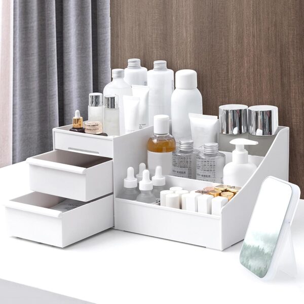 ALOXE Cosmetic Organizer Box Drawers Storage Plastic Stationary Box | Make Up Organiser For Women - Image 3