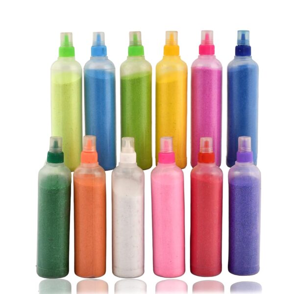 CraftVatika 12 Rangoli Colour Powder Tube Kit, Diwali Decoration Items Bottles Tool Floor Art Rang for Home Navratri Pongal Pooja Mandir Decor (Pack of 12) (1 Box- 12 Bottle) - Image 5