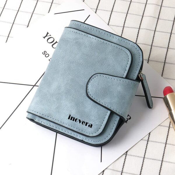 INOVERA (LABEL)Women's Vegan Leather Tri-fold Fashion Card Coin Holder Small Wallet (KK29) - Image 7
