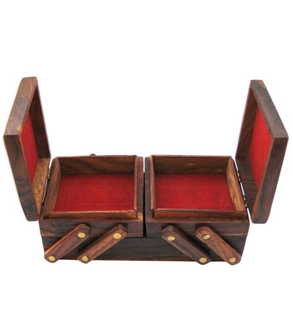 Craftland wooden Jewellery Box (Brass n Carving) for Women/girls Flip Flap Handmade Gift, 8 Inches … - Image 5