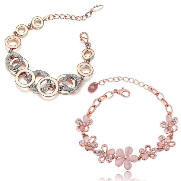 Shining Diva Fashion Latest Collection Gold Plated Combo of 2 Bracelet for Women and Girls (Rose Gold) (cmb285_8306b_9556b) - Image 2