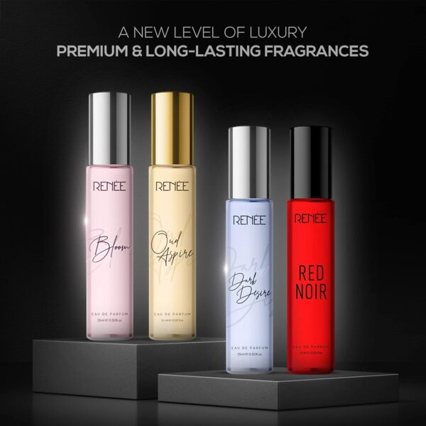 RENEE Women's Luxury Perfume Gift Set Combo Pack of 4 Eau De Parfum - 15ml Travel-size Bottles, Long Lasting Scents of Floral, Fruity & Spicy Notes - Image 5