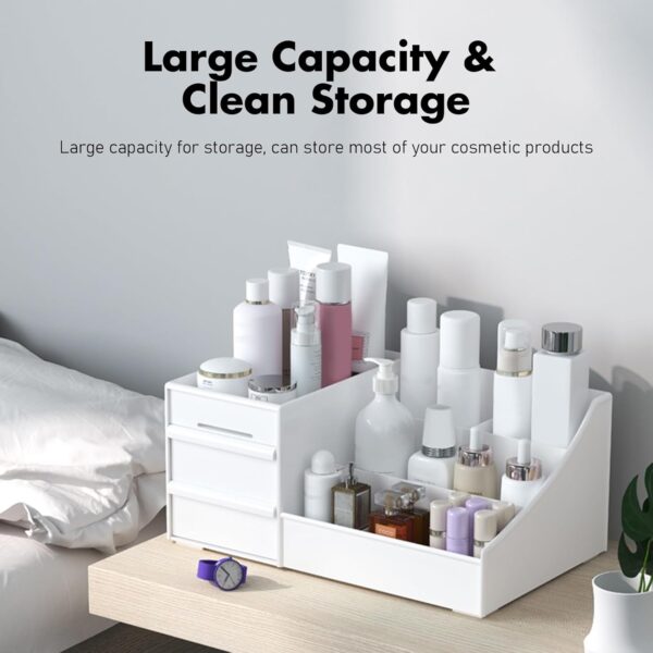 ALOXE Cosmetic Organizer Box Drawers Storage Plastic Stationary Box | Make Up Organiser For Women - Image 9
