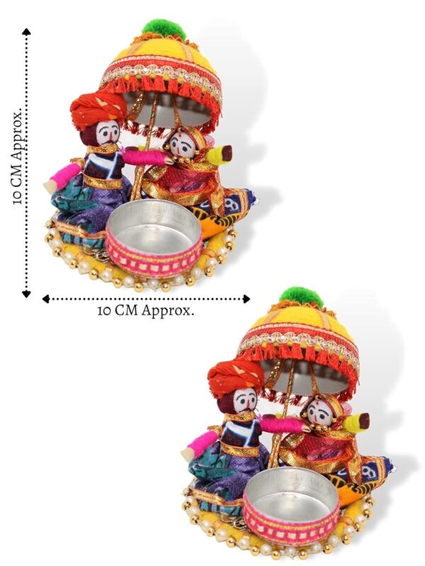 JH Gallery Recycled Material Rajasthani Raja Rani Puppet | Dolls Decorative Tealight Candle Holder | Diwali Decoration Items for Home Decor | Tea Light Candle Holder(Pack of 2) - Image 3