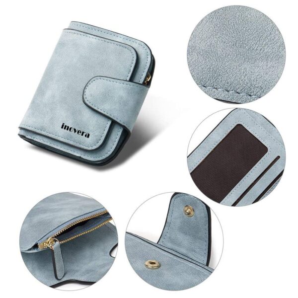 INOVERA (LABEL)Women's Vegan Leather Tri-fold Fashion Card Coin Holder Small Wallet (KK29) - Image 5
