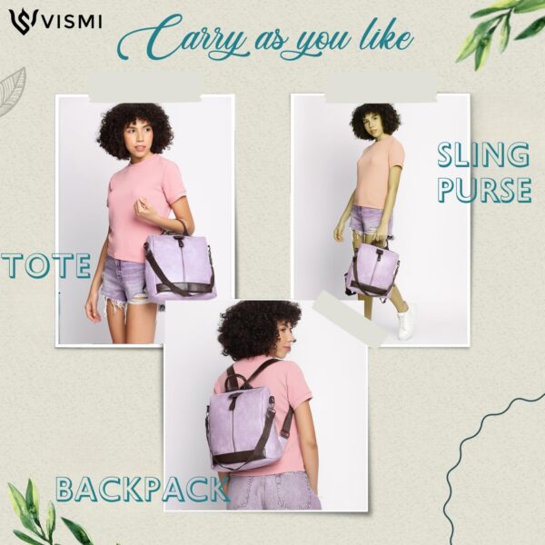 VISMIINTREND Stylish Leather Backpack Handbag Shoulder Bags for Women and Teens Girls | Ladies Purse | Everyday Use | Office | College | Travel | Work | Birthday Gifts for Wife | Sisters - Image 3