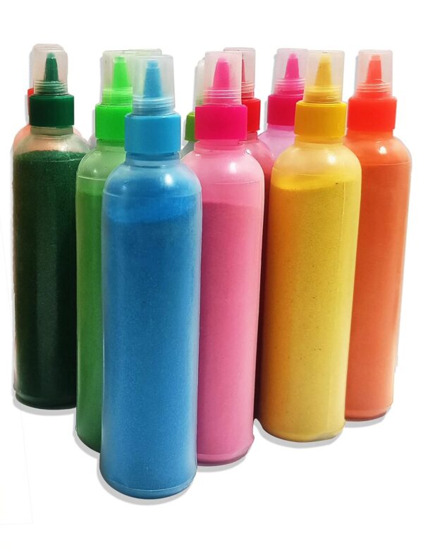 CraftVatika 12 Rangoli Colour Powder Tube Kit, Diwali Decoration Items Bottles Tool Floor Art Rang for Home Navratri Pongal Pooja Mandir Decor (Pack of 12) (1 Box- 12 Bottle) - Image 8