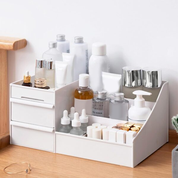 ALOXE Cosmetic Organizer Box Drawers Storage Plastic Stationary Box | Make Up Organiser For Women - Image 2