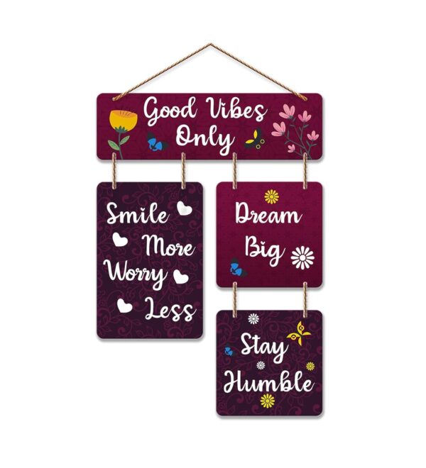 Art Vibes Decorative Wall Art Mdf Wooden Hanger For Living Room | Good Vibes Only | Bedroom | Home Decor | Office | Gift | Quotes Item | Wall Hanging For House Decoration | Wall Art(Wh_6502N) - Image 2