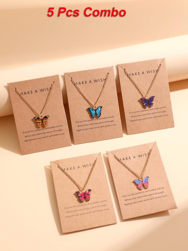 Shining Diva Fashion 5-6 Pcs Latest Stylish Butterfly Jewellery Necklace Set for Women Pendant Necklace Gifts for Girls - Image 3