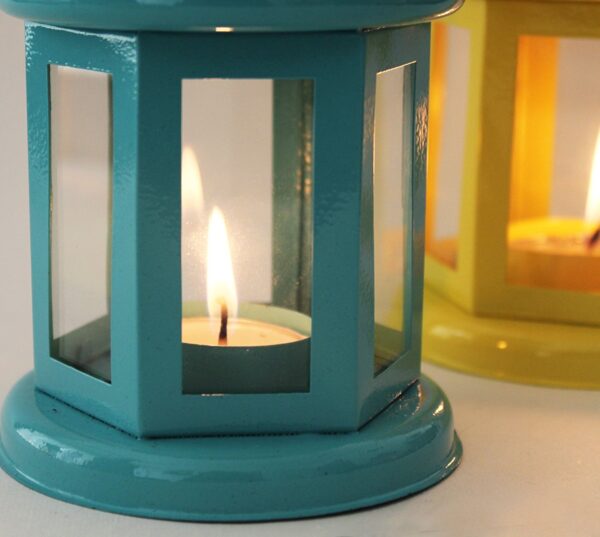 TIED RIBBONS Set of 2 Hanging Lantern Tealight Candle Holder for Dining Table Home Decorations - Diwali Decorations Items for Home Decor (Yellow and Blue) - Diwali Decor - Diwali Gifts - Image 6